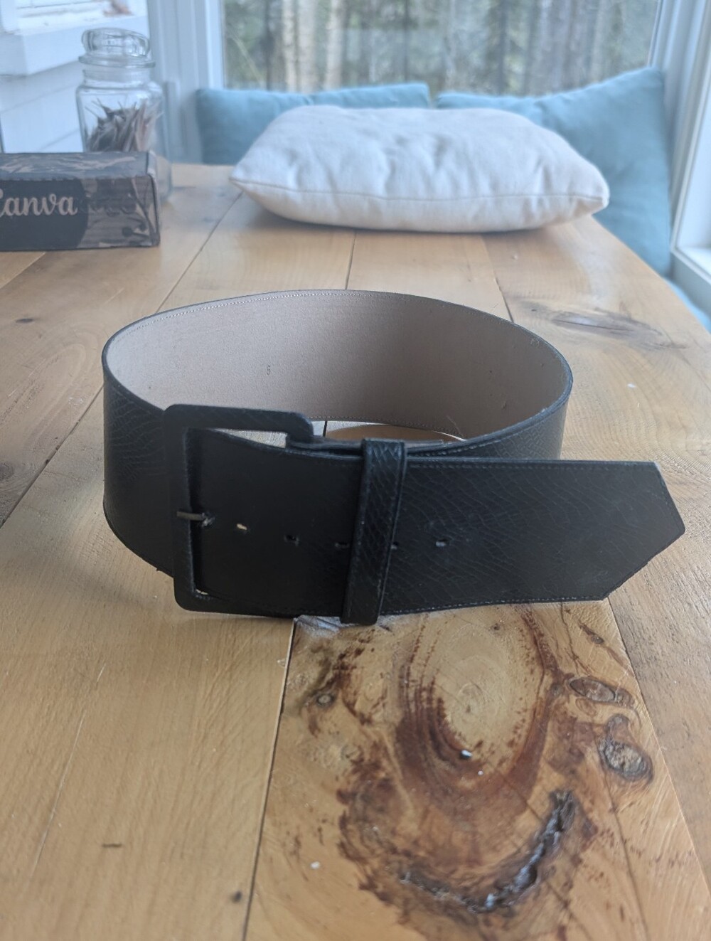 Black Wide Leather Men's Belt